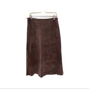 brown suede long skirt